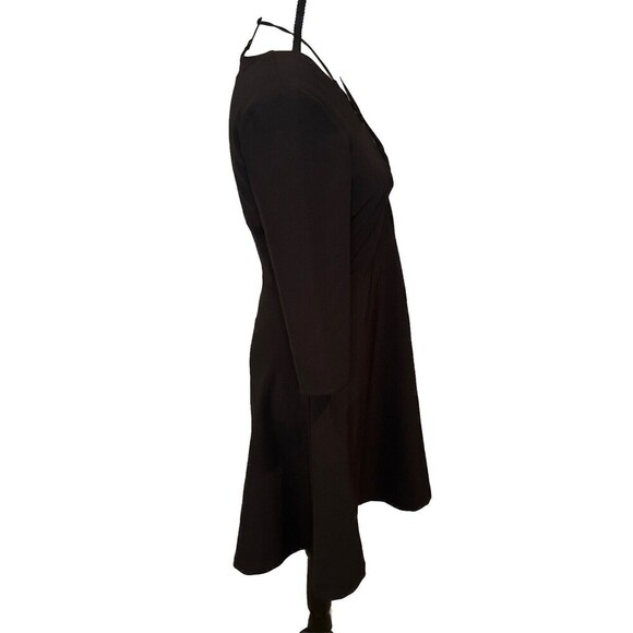 Zara Basic Women’s BLACK Lace Up Front Fit & Flair Dress 3/4 Sleeves Sz S  NWT - Picture 4 of 11